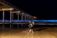 Scripps Pier with Surfer Bioluminescence