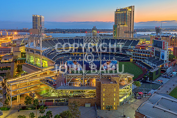 Petco Park at Dusk Aerial 1