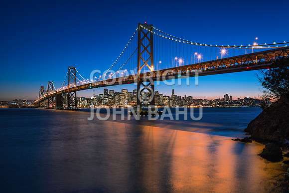 Oakland Bay Bridge/San Francisco Skyline at Civill Twilight