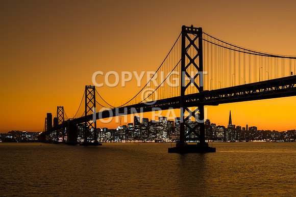 Oakland Bay Bridge/San Francisco Skyline Silhouette Golden Sunset