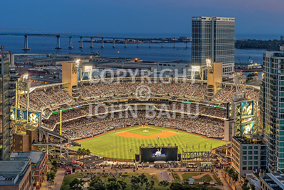 Petco Park at Dusk Aerial 3