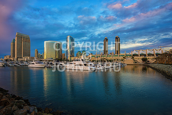 Downtown San Diego S Embarcadero Park Dusk 1