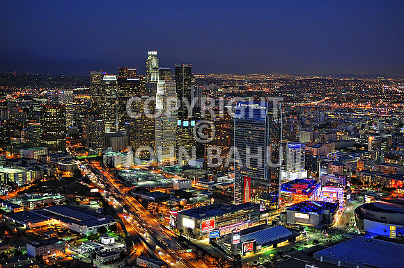 Downtown LA Aerial Dusk 3