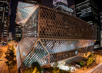 Seattle Central Library-Fisheye at Night