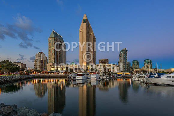 Downtown San Diego N Embarcadero Park Dusk 1